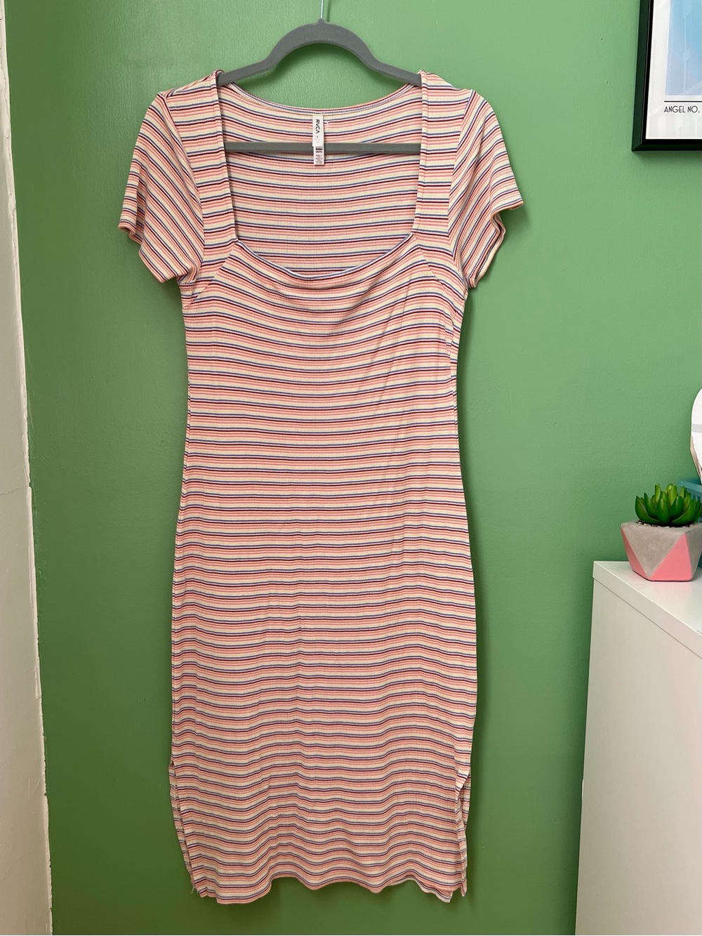 RVCA Ribbed Partition Midi Dress Large